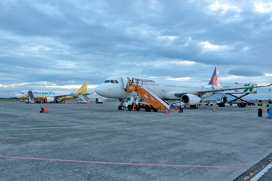 The tarmac of CRK, once birdless, is now teeming with aircraft traffic, including two Philippine flag carriers. (Photo by Jojo Due)