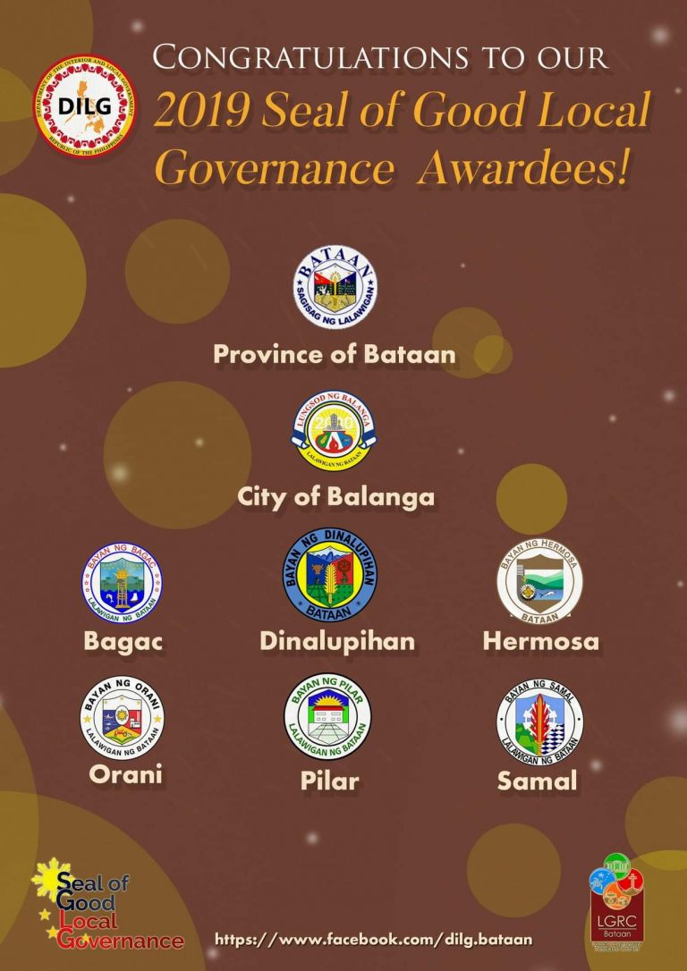 PG Bataan at 7 LGUs nagkamit ng 2019 SGLG Awards mula sa DILG - iOrbit ...