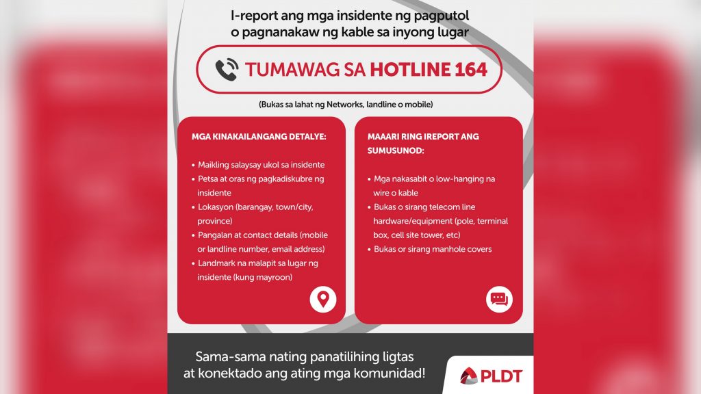 Pldt Activates Hotline 164 For Reporting Cable Theft - Iorbit News Online